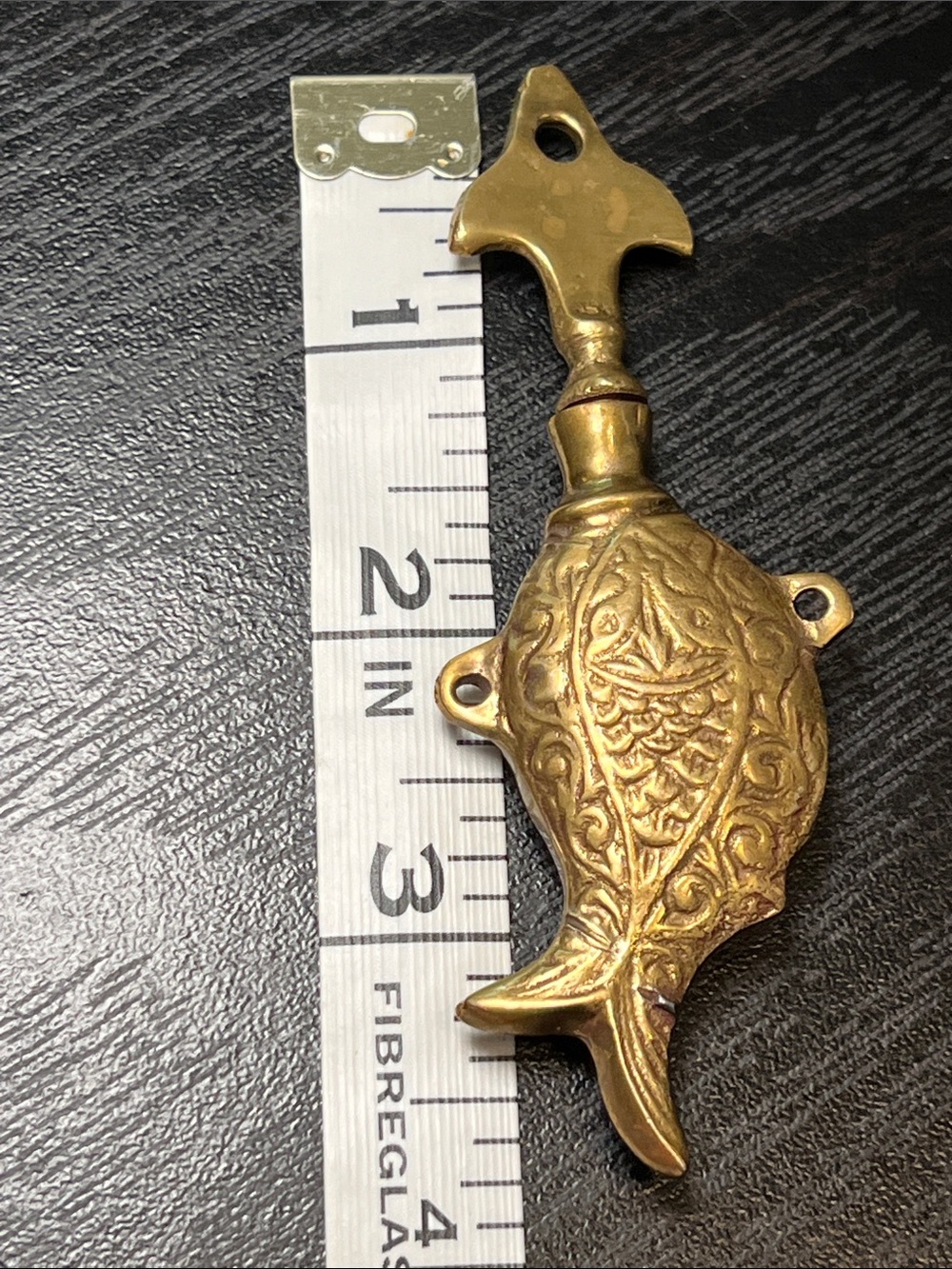 Antique Handmade Brass Fish Perfume Bottle Dauber Necklace Pendant Amulet - Picture 8 of 9